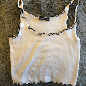Brandy Melville White/Black Crop Top
